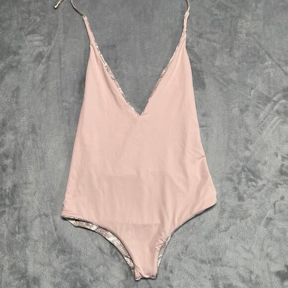 Vitamin A Bianca One Piece Swimsuit Womens Small Pink Snakeskin Reversible New - Picture 6 of 11
